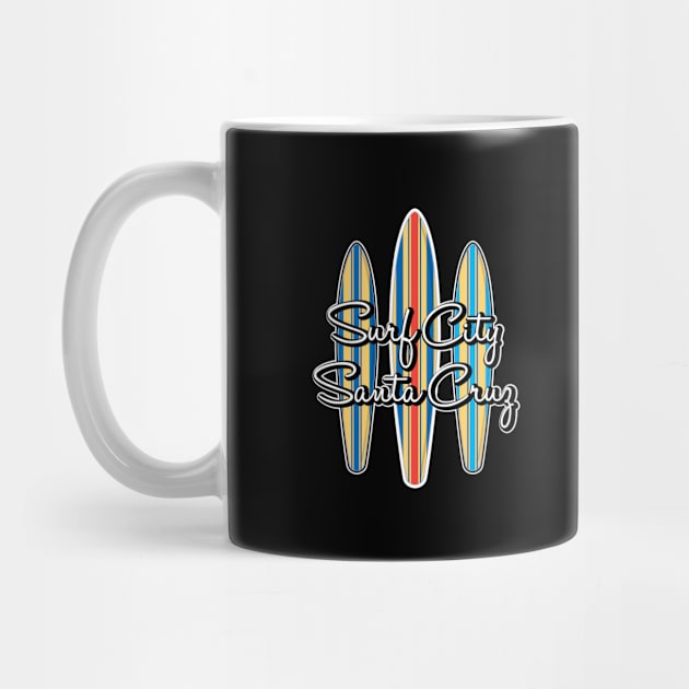 Surf City Santa Cruz California Logo Pack Sticker 3 Surfboards Dark by PauHanaDesign